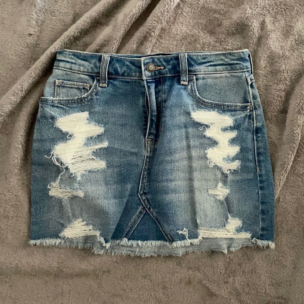 Hollister denim high waisted skirt